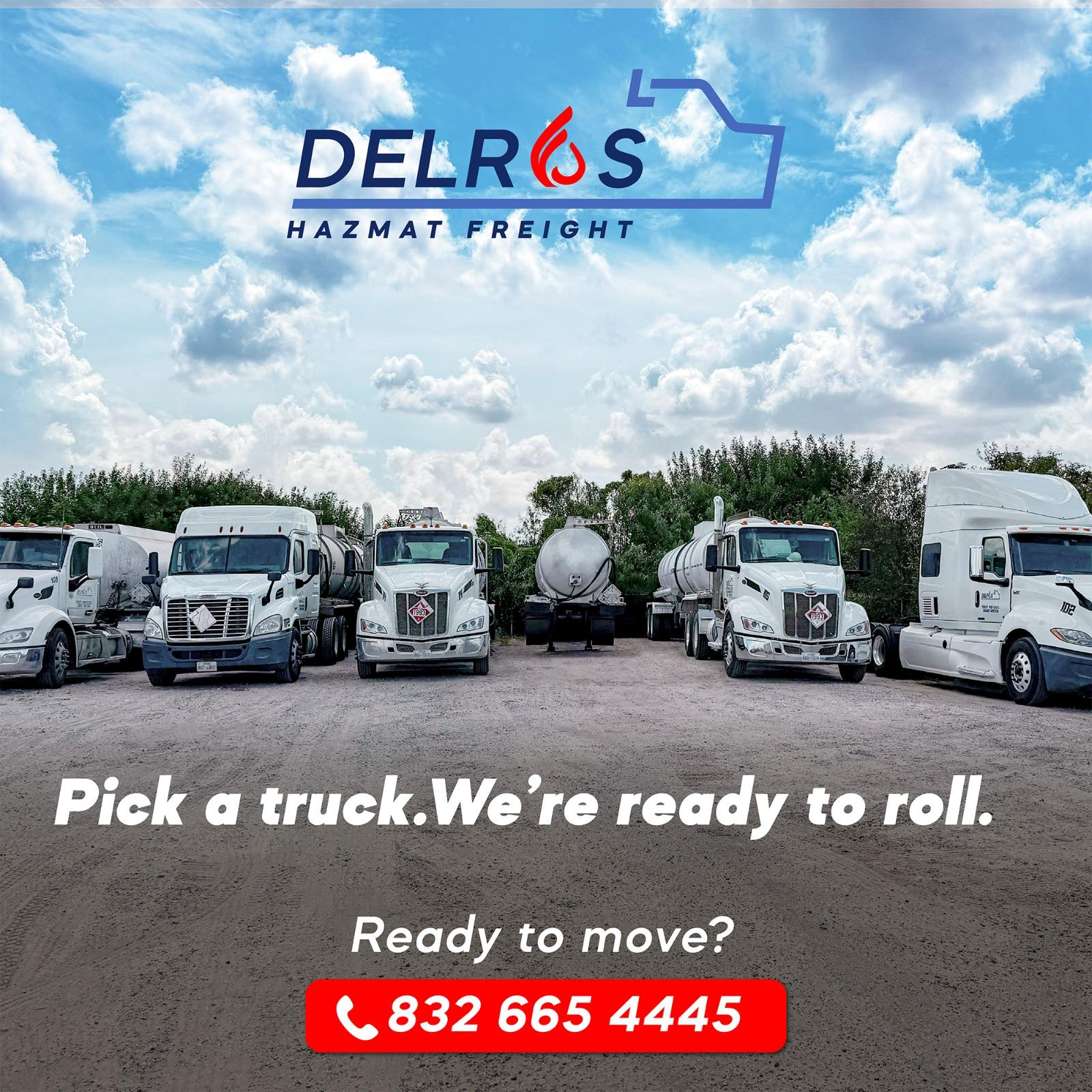 DELROS Hazmat Freight fleet. Pick a truck. We are ready to roll.